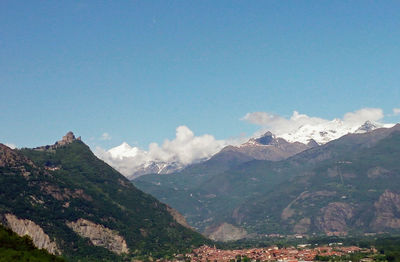 Scenic view of mountains against sky