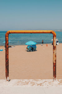 High angle view of boat on beach