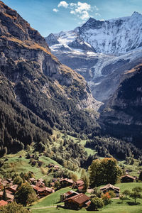 Scenic view of snowcapped mountains