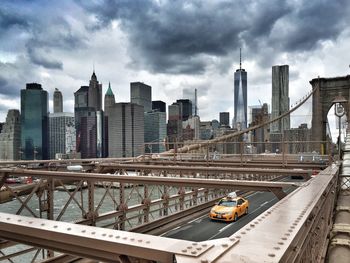 Brooklyn bridge with city in background