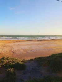 Scenic view of sea against clear sky