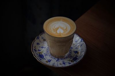 High angle view of coffee on table