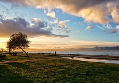 Scenic view of sea against sky during sunset