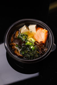 High angle view of food in bowl