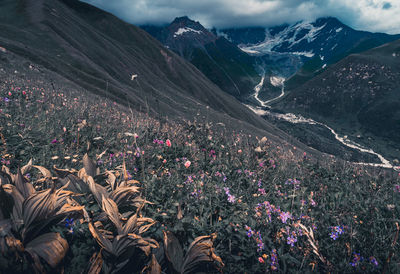 Scenic view of mountains against sky