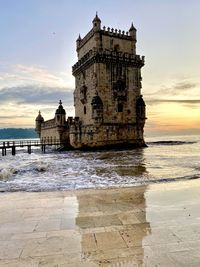 View of historical building at sunset