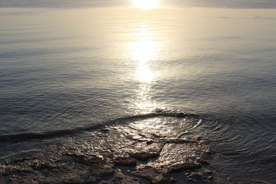 High angle view of sea during sunset
