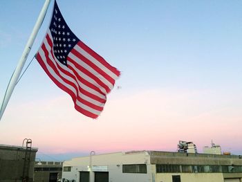 Low angle view of american flag