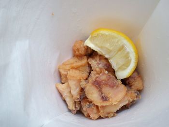 Close-up of fried seafood 