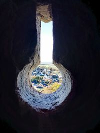 Close-up of hole in cave