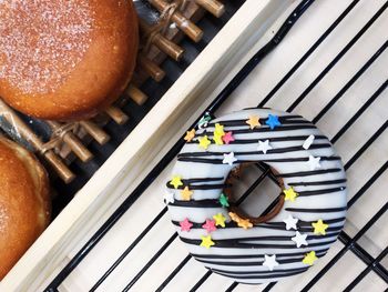 High angle view of donut on table