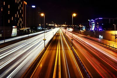 Light trails on highway at night