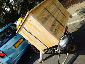 High angle view of motorcycle