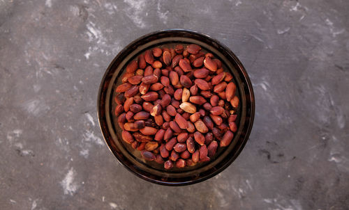 High angle view of food in bowl on table
