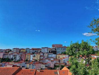 Townscape against blue sky