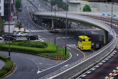 High angle view of city street