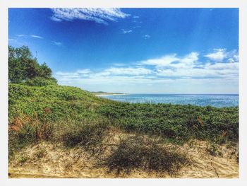 Scenic view of sea against clear sky