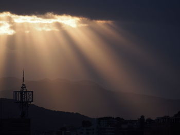 Silhouette of buildings at sunset