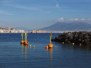 Suggestive panorama of the beautiful coast of naples in italy