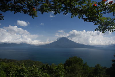 Scenic view of sea against cloudy sky