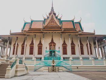 Low angle view of temple building against clear sky