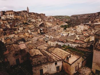 High angle view of buildings in city