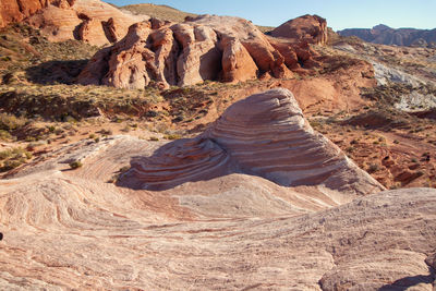 Rock formations in a desert. fire wave 