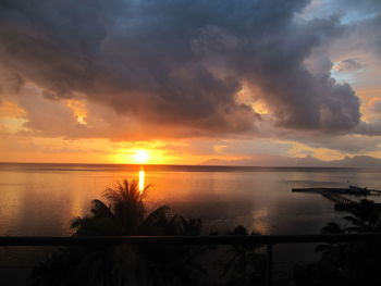 Scenic view of sea at sunset