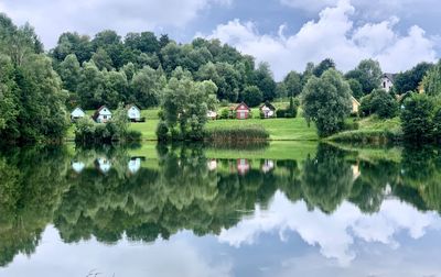 Scenic view of lake against sky