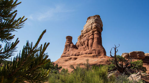 Low angle view of rock formation