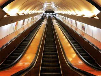 Low angle view of escalator at subway station