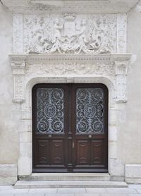 Closed door of old building