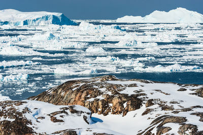 Scenic view of snow covered mountain