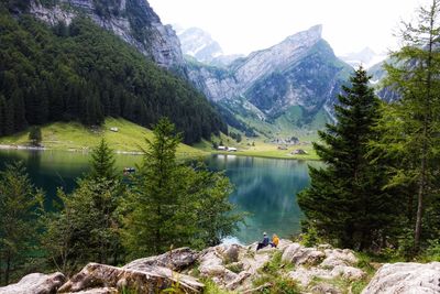 Scenic view of lake against mountains