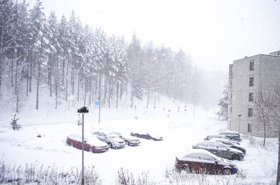 Scenic view of snow covered landscape