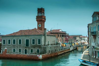 View of canal in city