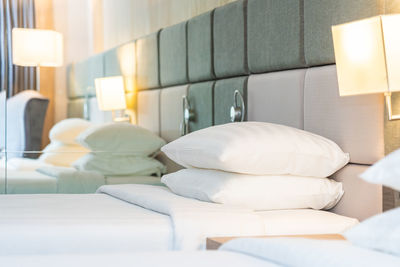 Close-up of white sofa in bedroom