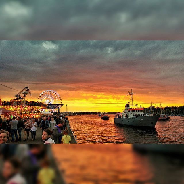 sunset, water, sky, transportation, orange color, nautical vessel, mode of transport, pier, boat, cloud - sky, moored, scenics, river, built structure, beauty in nature, tranquility, nature, sea, tranquil scene, dusk