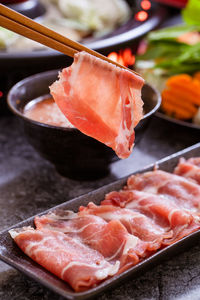 High angle view of fish on table