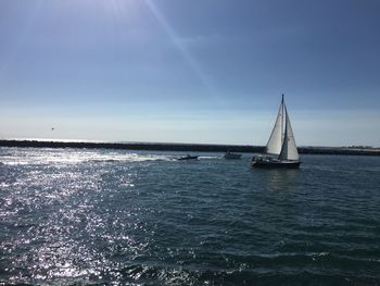 Boat sailing in sea