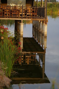 Reflection of built structure in water