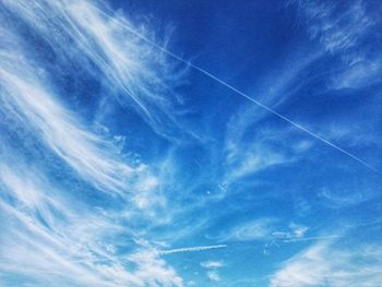 Low angle view of vapor trail in sky