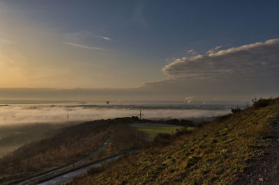 Scenic view of sea against sky during sunset