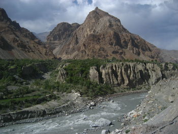 Scenic view of rocky mountains against sky