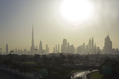 View of cityscape against sky during sunset