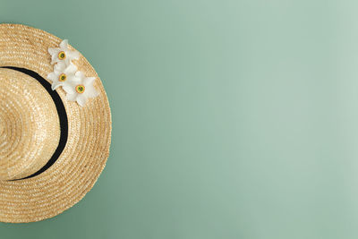 Close-up of hat against white background