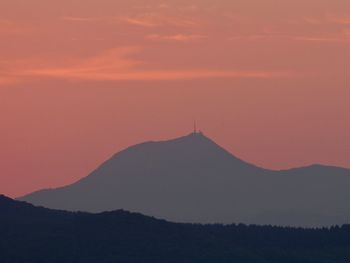 Scenic view of silhouette mountains against sky during sunset