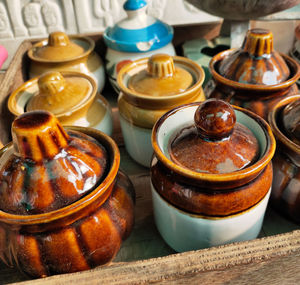 High angle view of food on table