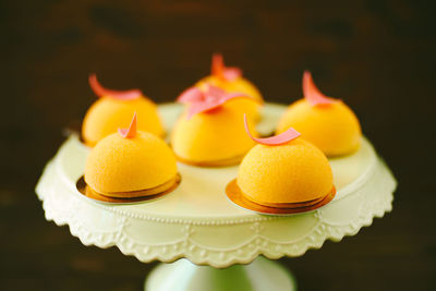 Close-up of cupcakes on table