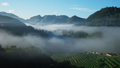 Scenic view of mountains against sky